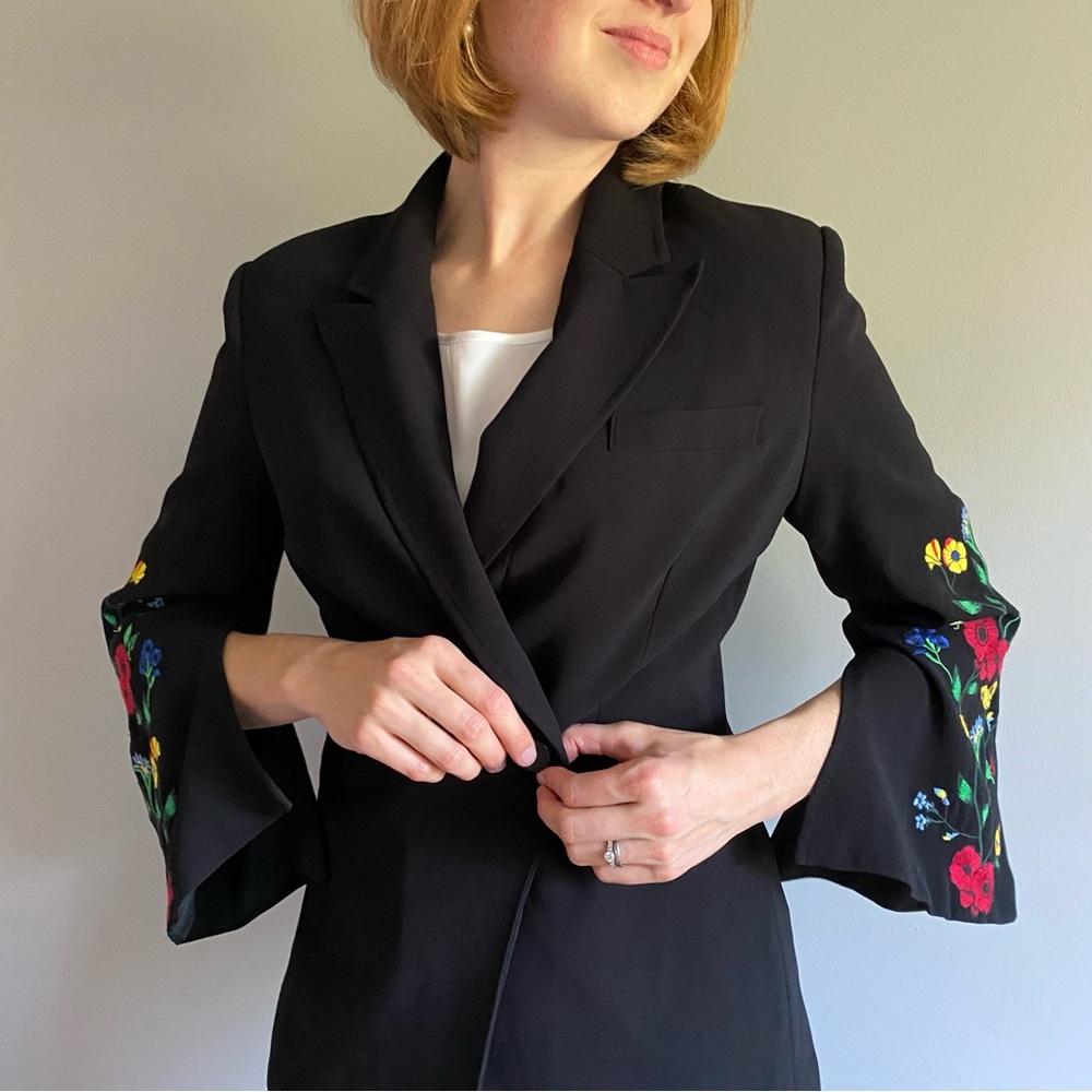 SOLD Juicy Couture Black Label embroidered blazer jacket floral elegant size S - Picture 5 of 11